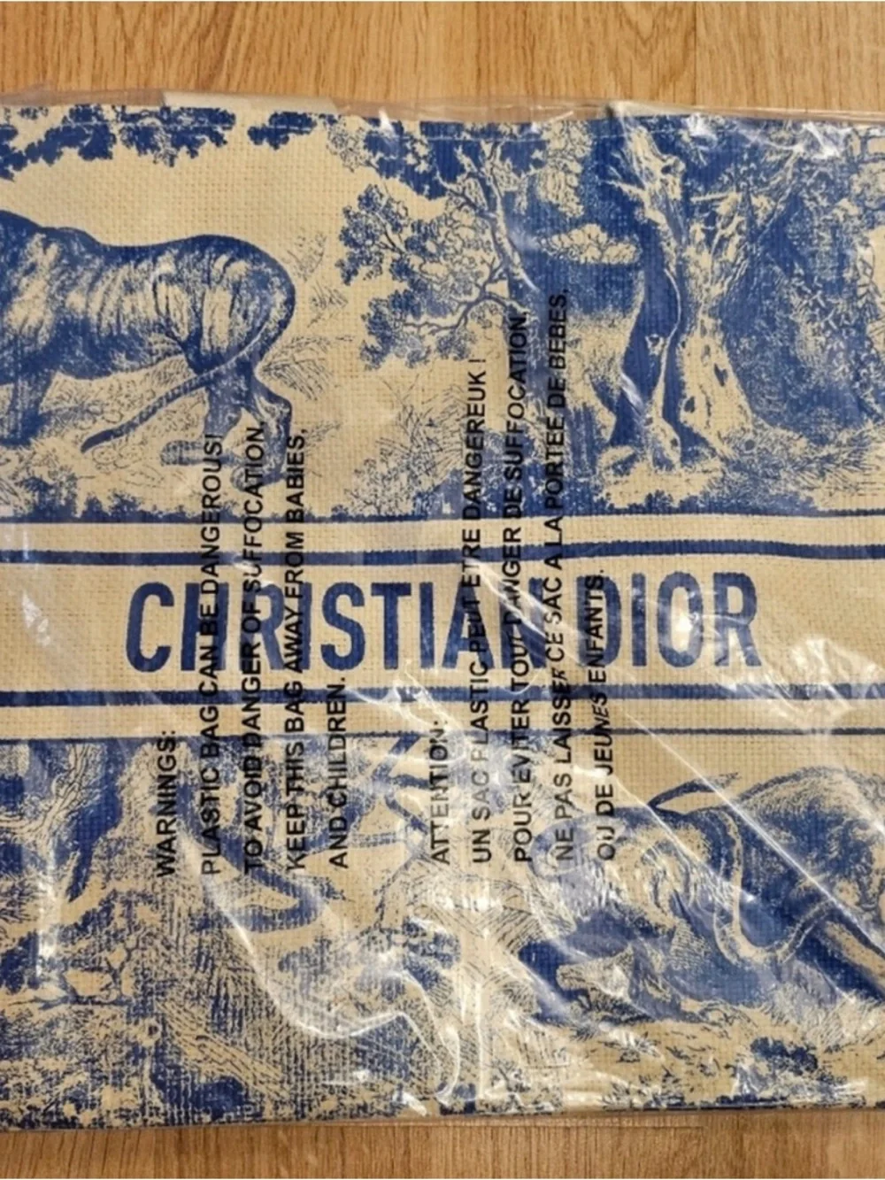 Dior Blue and Cream Toile Canvas Tote - Picture 3 of 7